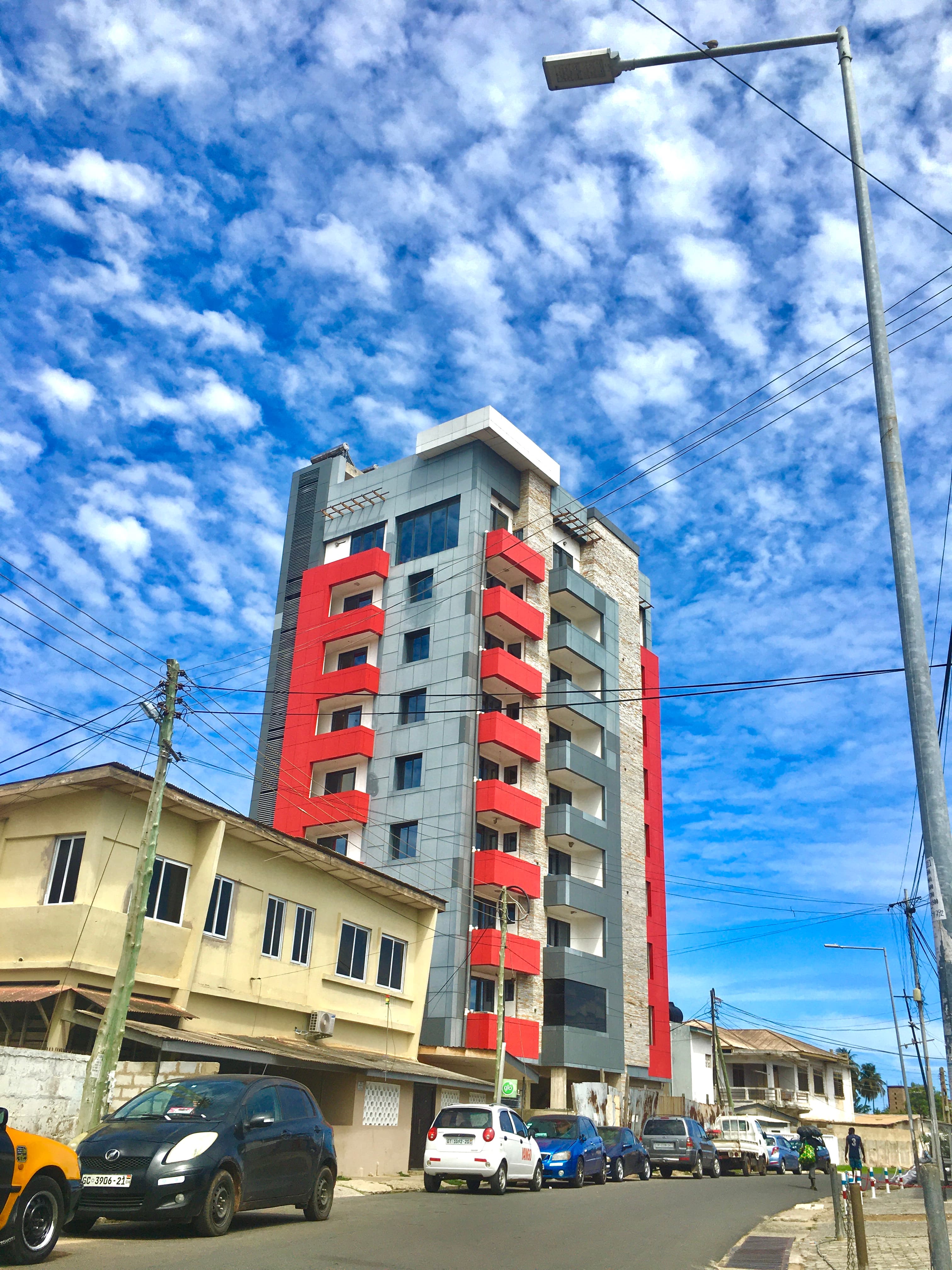 Modern apartment building facade