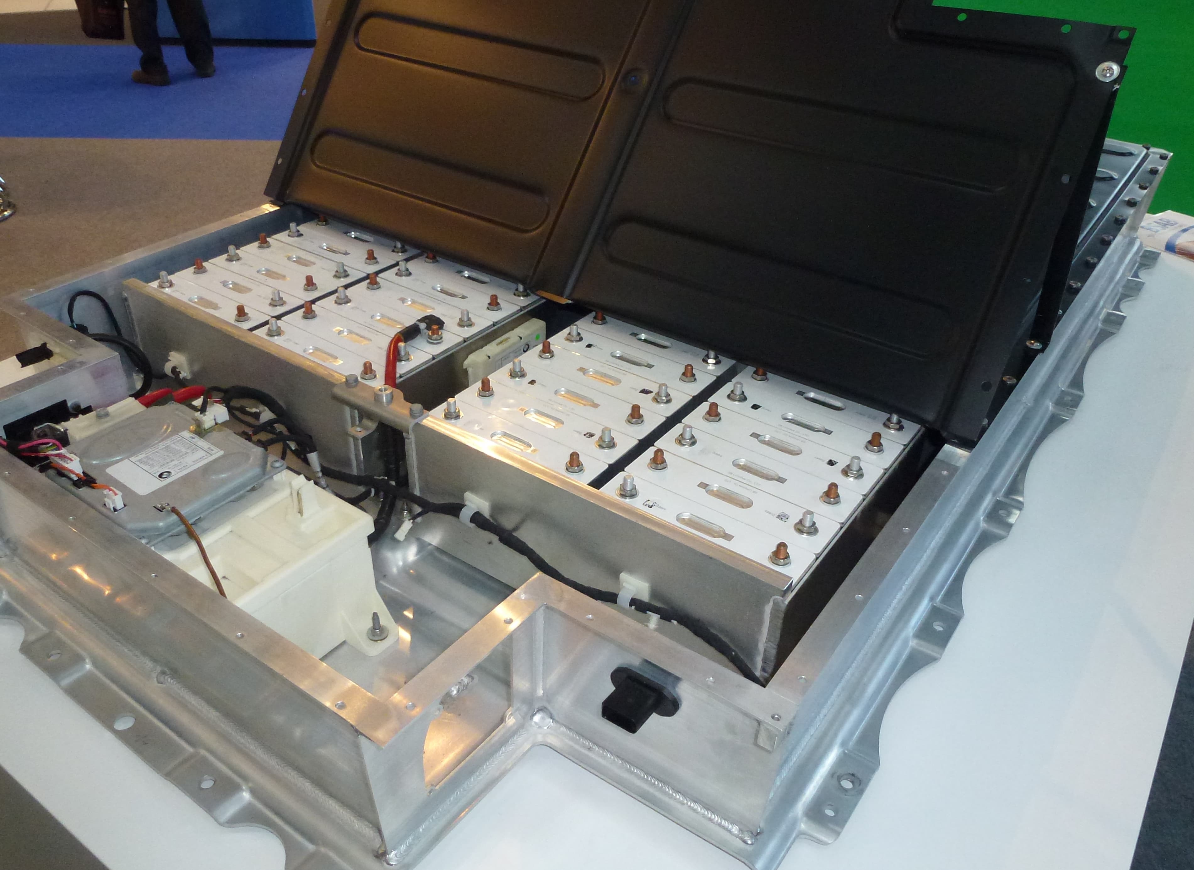 BMW i3 lithium-ion battery pack on display