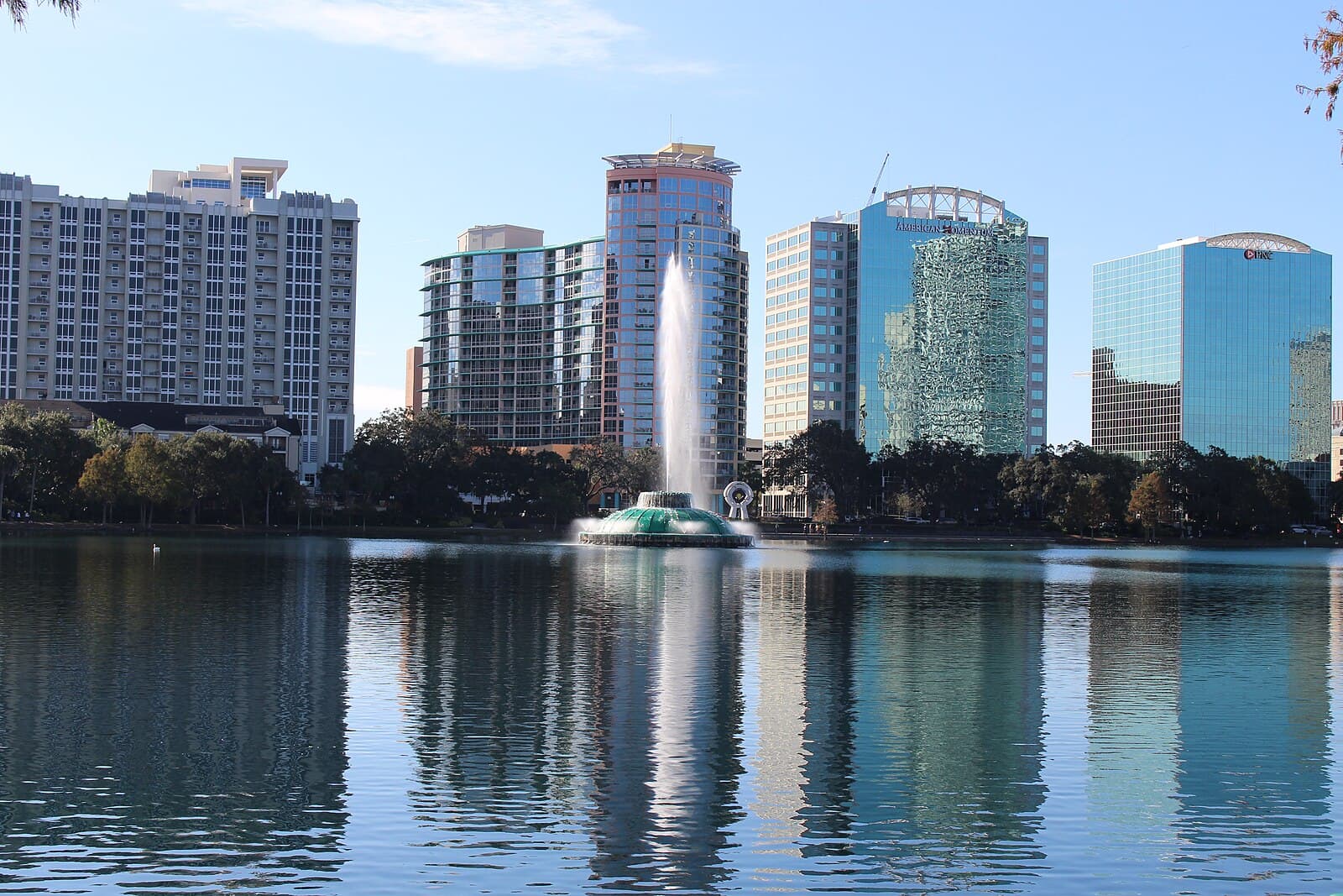 Orlando skyline with lake reflections