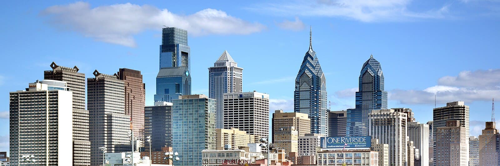 Philadelphia skyline with City Hall and skyscrapers