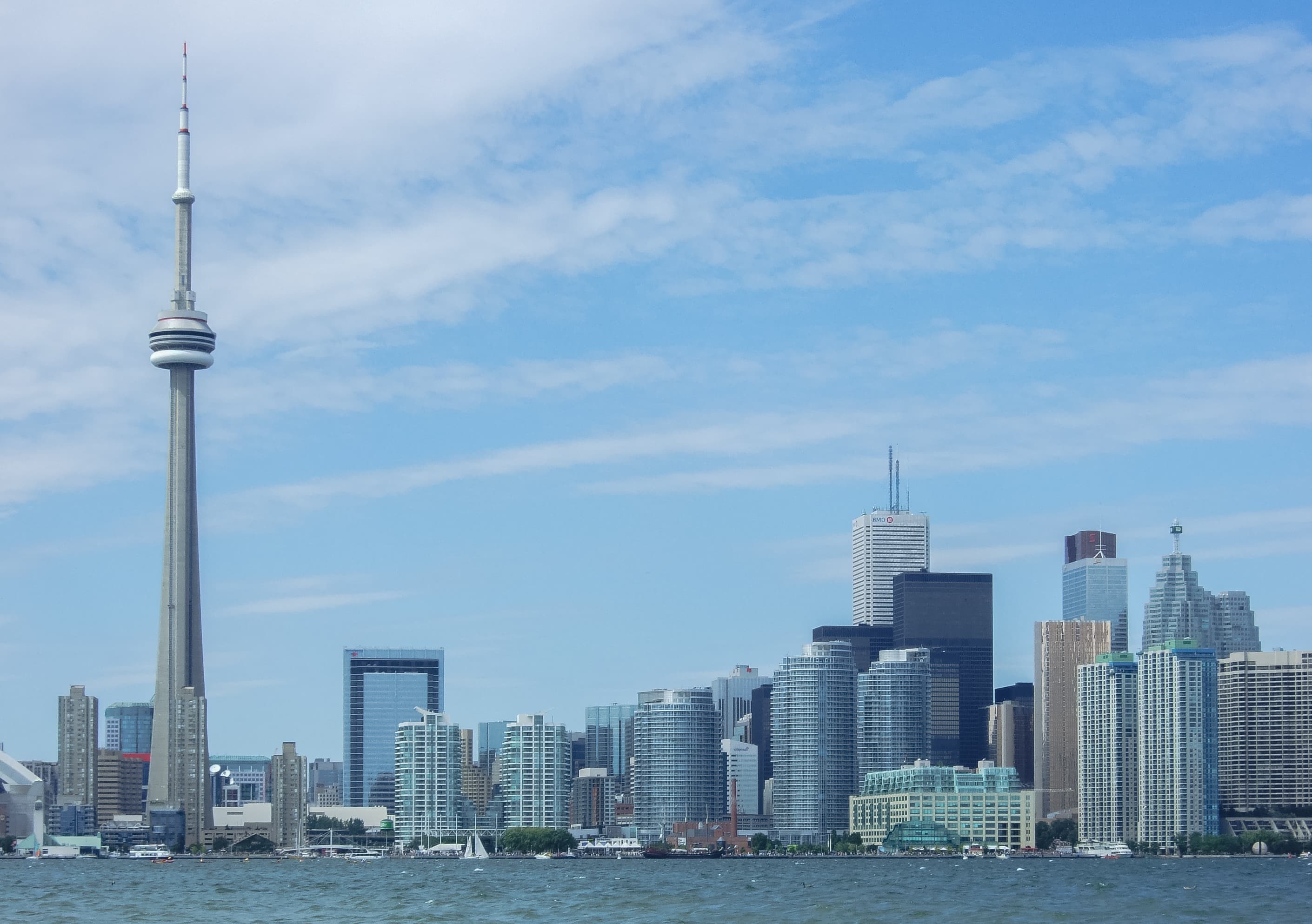 Toronto skyline with CN Tower and Lake Ontario