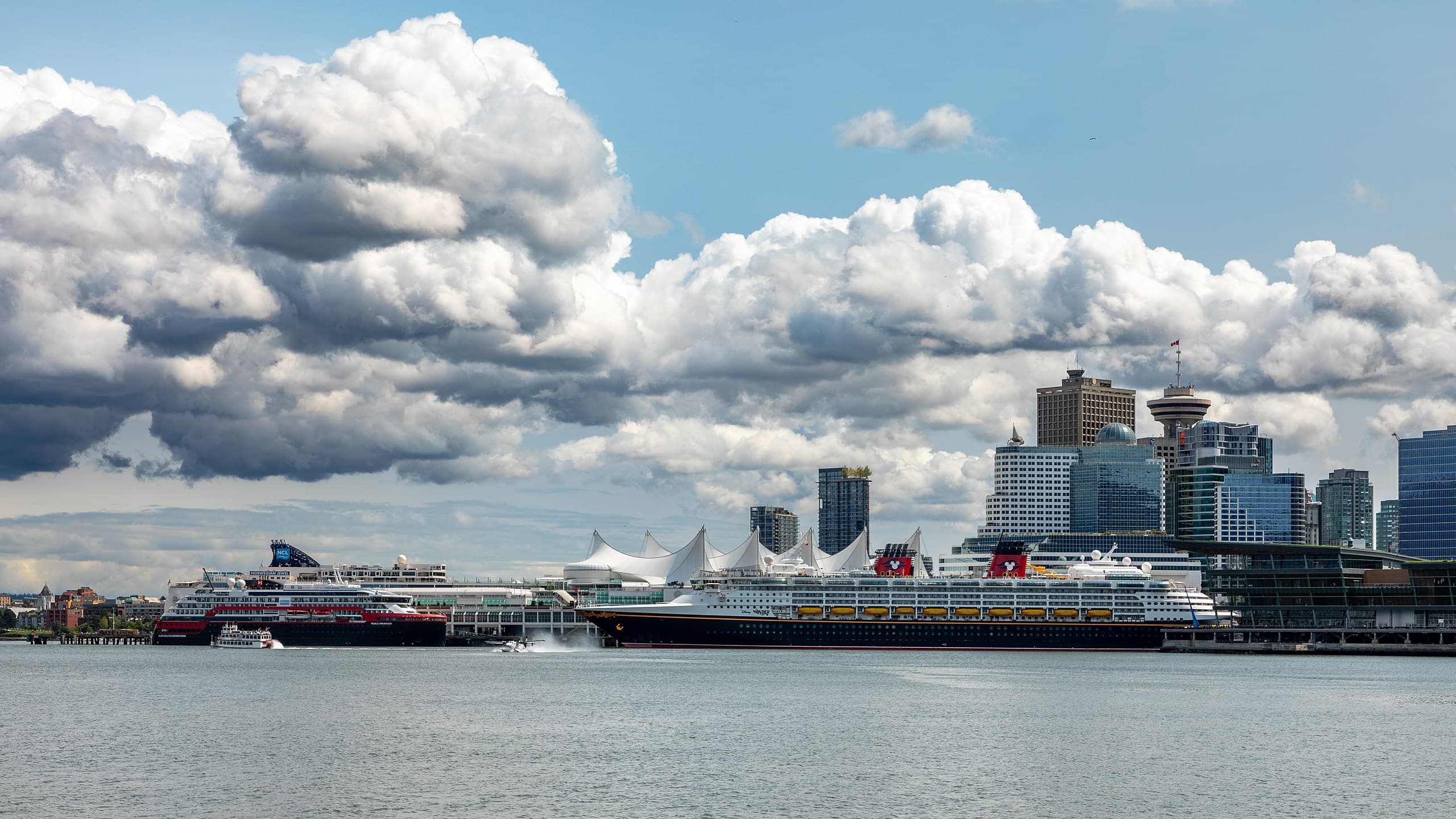 Vancouver skyline and Canada Place at dusk