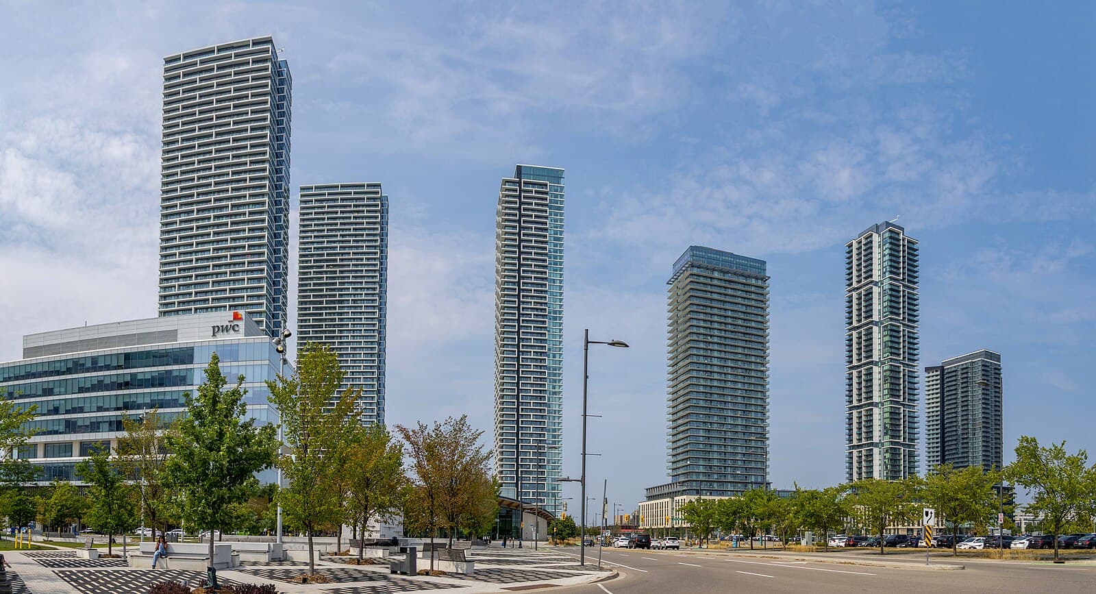 Vaughan Metropolitan Centre skyline at sunset